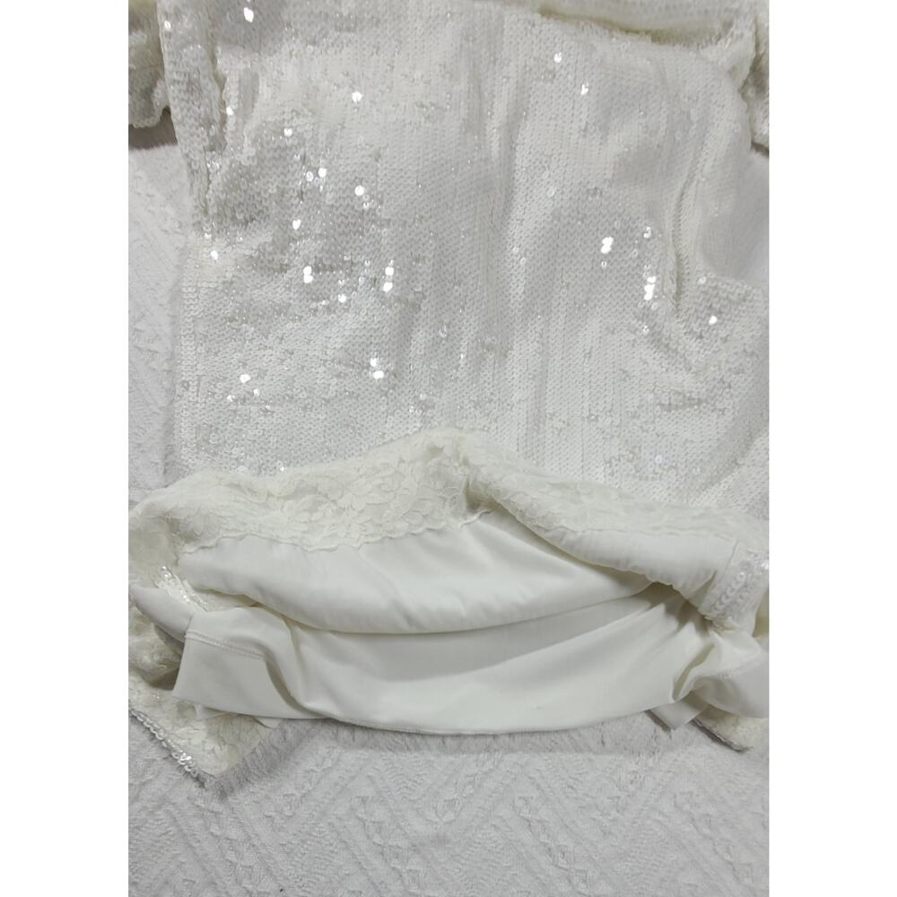 Dress the Population women's Emery white sequin midi dress Size XS graduation - Picture 9 of 12